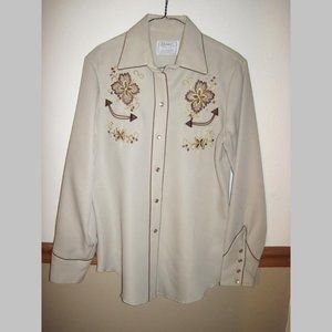 Vintage  H Bar C California Ranchwear Long Tail Embroidered Floral Western Shirt
